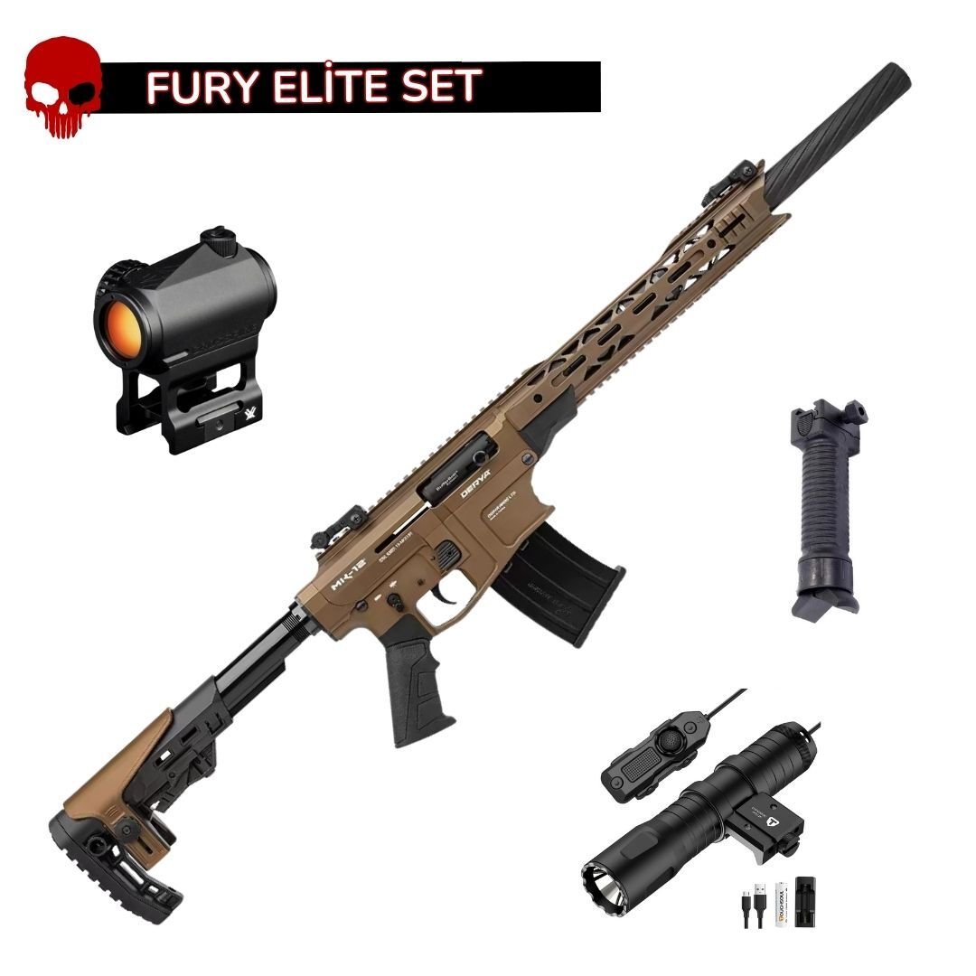 Derya MK12 Bronz Elite Set - Vortex Crossfire Red Dot + Dikey Tutamak + Toughsoul 1250 Lümen Fener
