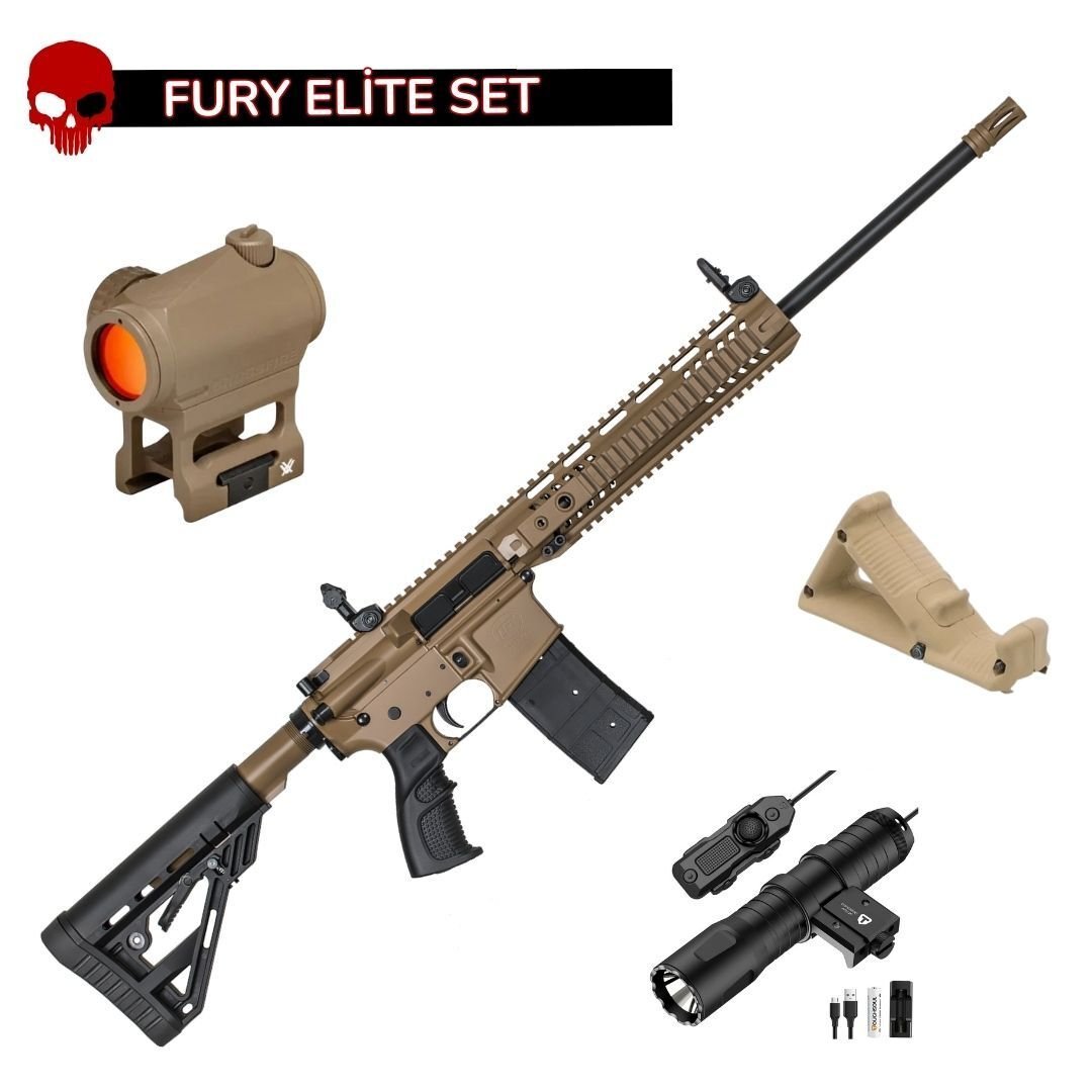Aksa Crossfire T-14 FDE Çöl Elite Set - Vortex Crossfire Red Dot + Yarım Tutamak + Toughsoul 1250 Lümen Fener