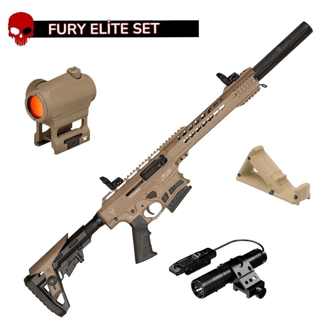 Typhoon F12 Toprak Elite Set - Vortex Crossfire Red Dot + Yarım Tutamak + Skywoods 1200 Lümen Tüfek Feneri