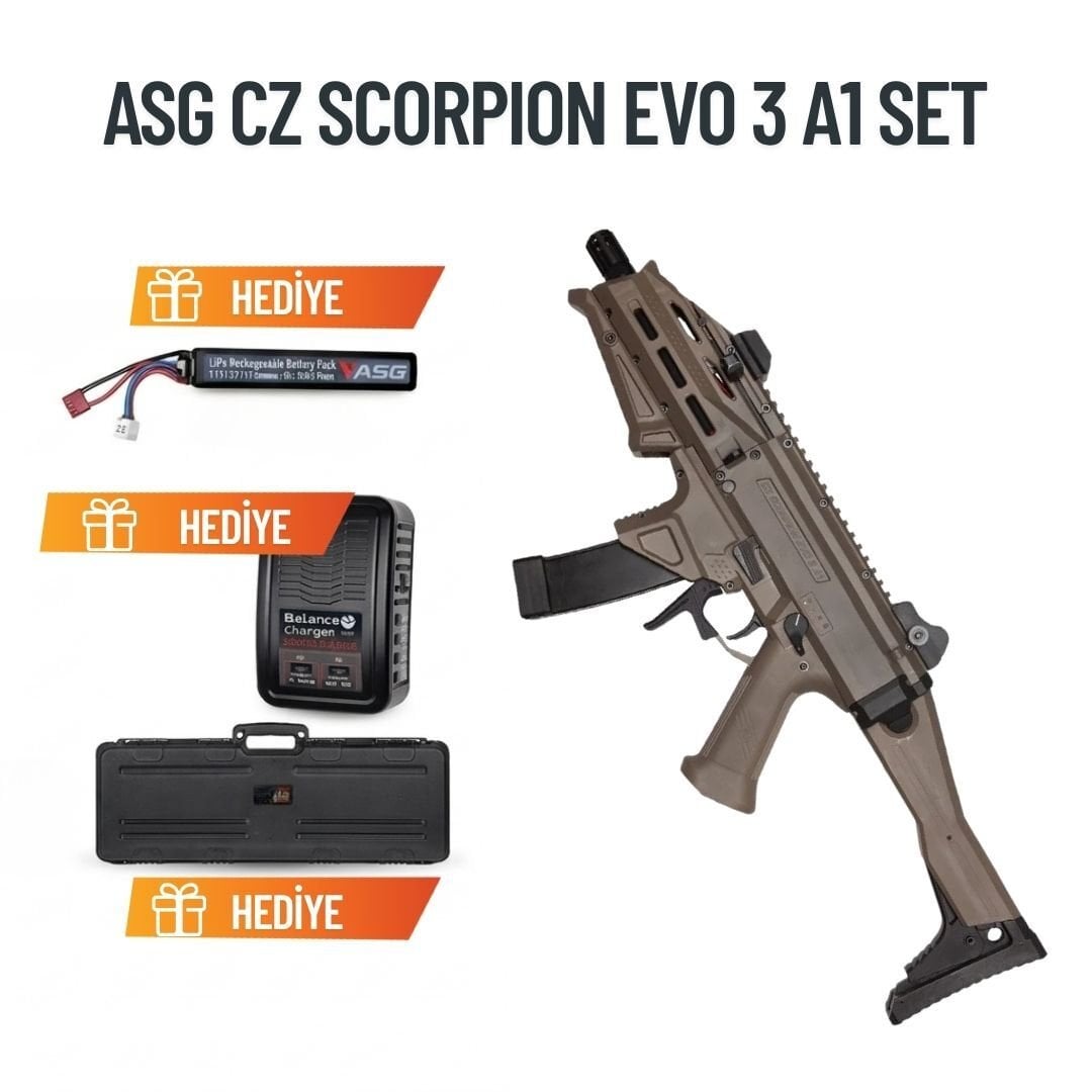 Asg Cz Scorpion Evo 3 A1 Atek Airsoft Tüfek Kampanyalı Set - Tan Dual Tone (90002)