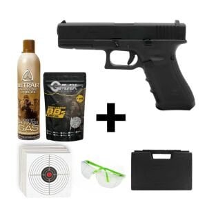 We Glock 17 Gen4 Siyah + Green Gas + 0.20gr BB + Taşıma Çantası + Atış Gözlüğü