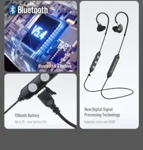 Opsmen Earmor M200T Boyun Askılı Kablosuz Bluetooth Atış Kulaklığı Kulak Koruma Siyah