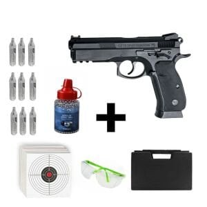 ASG CZ SP01 Shadow Blowbacksiz + Co2 Gas + 1500 Adet Çelik Bilye + Taşıma Çantası + Atış Gözlüğü