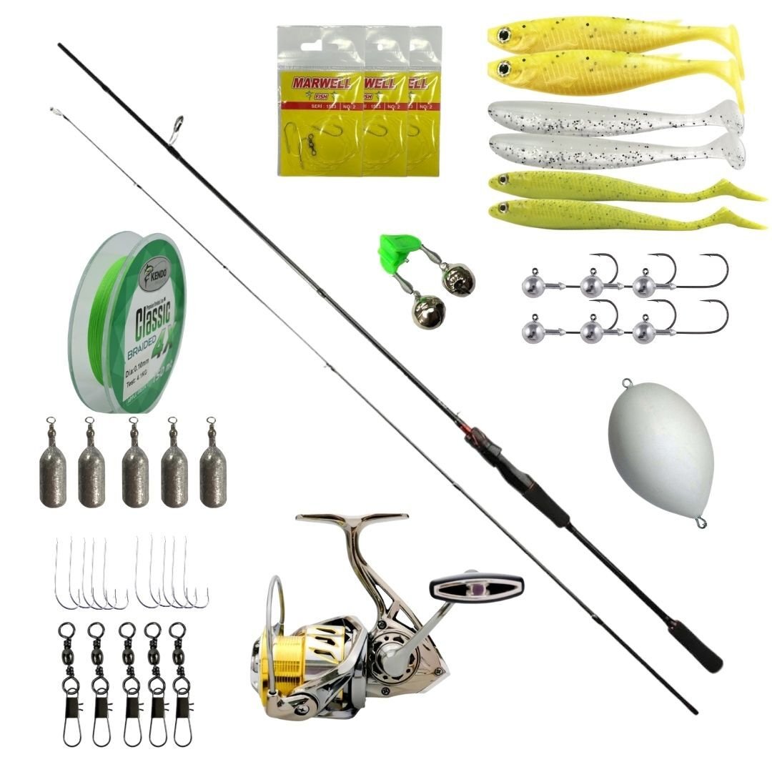 Ryuji Luna 270cm 5-55gr Spin Kamış + Ryuji Ares 3000 Makine + Kendo 4X İp Misina Sarılı + Silikon Yemli Tam Profesyonel Kıyı Balıkçılığı Seti
