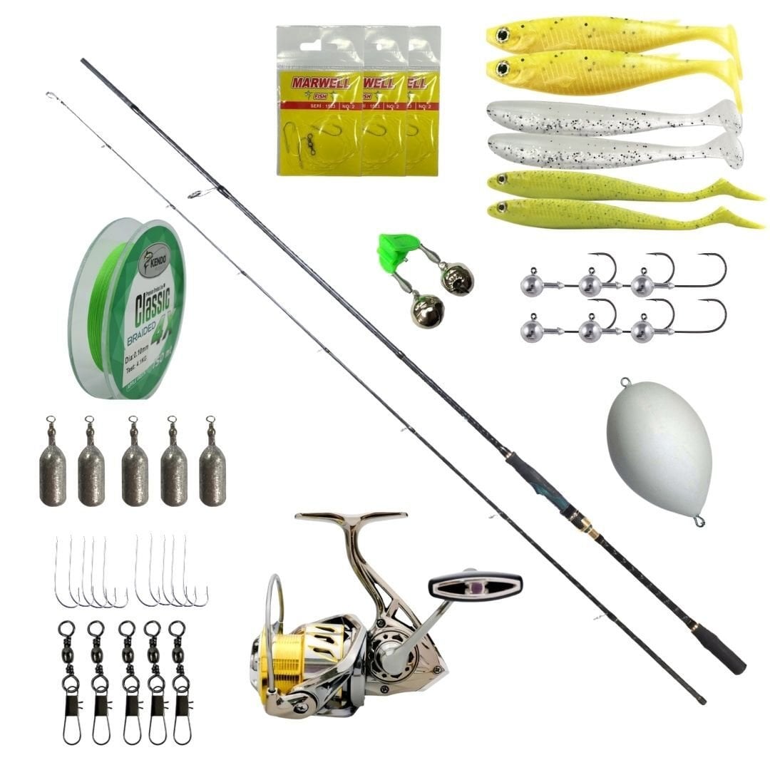 Ryuji Terminator 2.70m 4-35gr Spin Kamış + Ryuji Ares 3000 Makine + Kendo 4X İp Misina Sarılı + Silikon Yemli Profesyonel Kıyı Balıkçılığı Seti