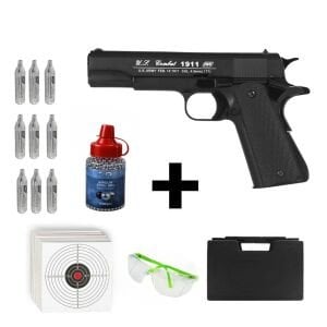 ASG 1911 U.S. Combat Blowback  + Co2 Gas + 1500 Adet Çelik Bilye + Taşıma Çantası + Atış Gözlüğü
