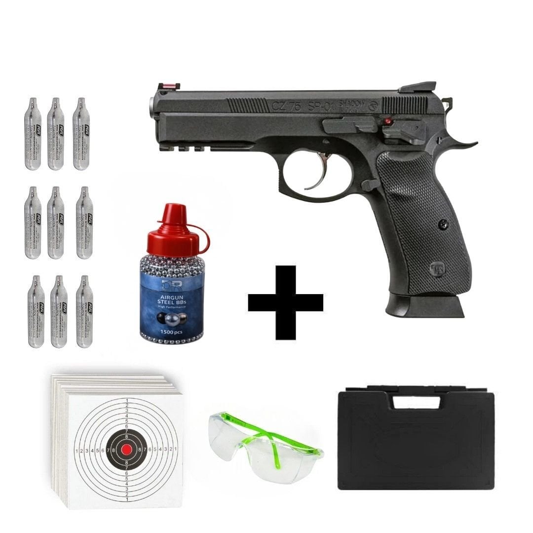 ASG CZ SP-01 SHADOW Blowback + Co2 Gas + 1500 Adet Çelik Bilye + Taşıma Çantası + Atış Gözlüğü