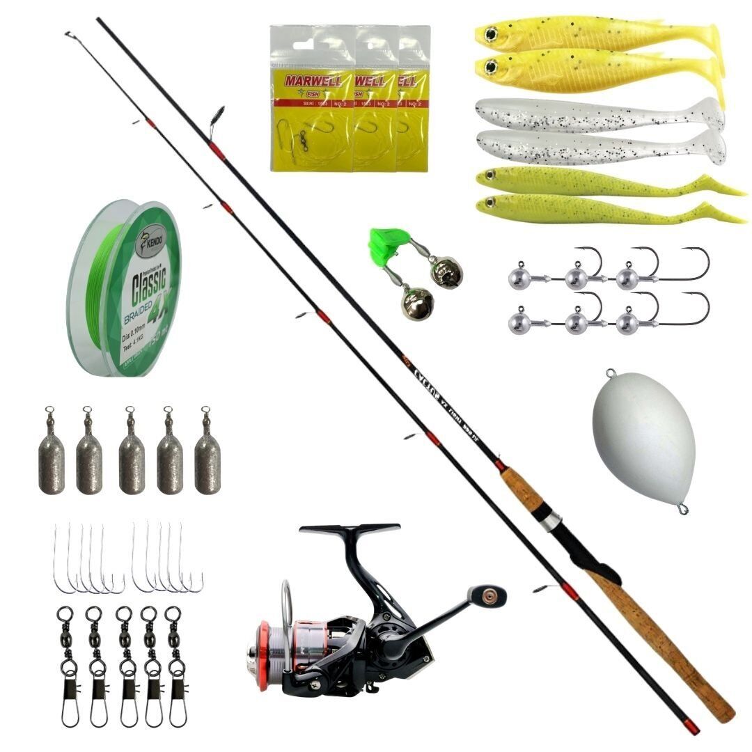 Wily Cactus 240 cm 3-15gr Spin Kamış + Ryuji Raptor 2000S 5+1BB Makara + Kendo 4X İp Misina Sarılı + Silikon & Yemli Hazır LRF Balıkçılık Seti(Kopya)