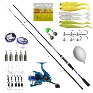 Portfish Ridaniye 270 cm 7-28 gr Spin Kamış + Bauer Salkuta 30 Olta Makinesi + Kendo 4X İp Misina Sarılı + Silikon & Yemli Hazır Balıkçılık Seti