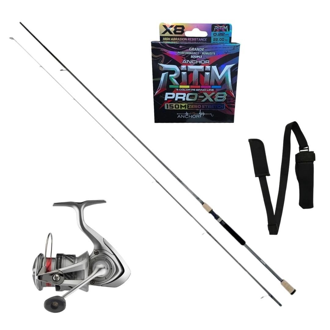 Okuma Azaki 244 cm 7-28 gr Spin Set – Daiwa Crossfire 20 LT 2500 + Anchor Ritim X8 PE 150 mt Sarılı + Taşıma Kayışı Hediyeli