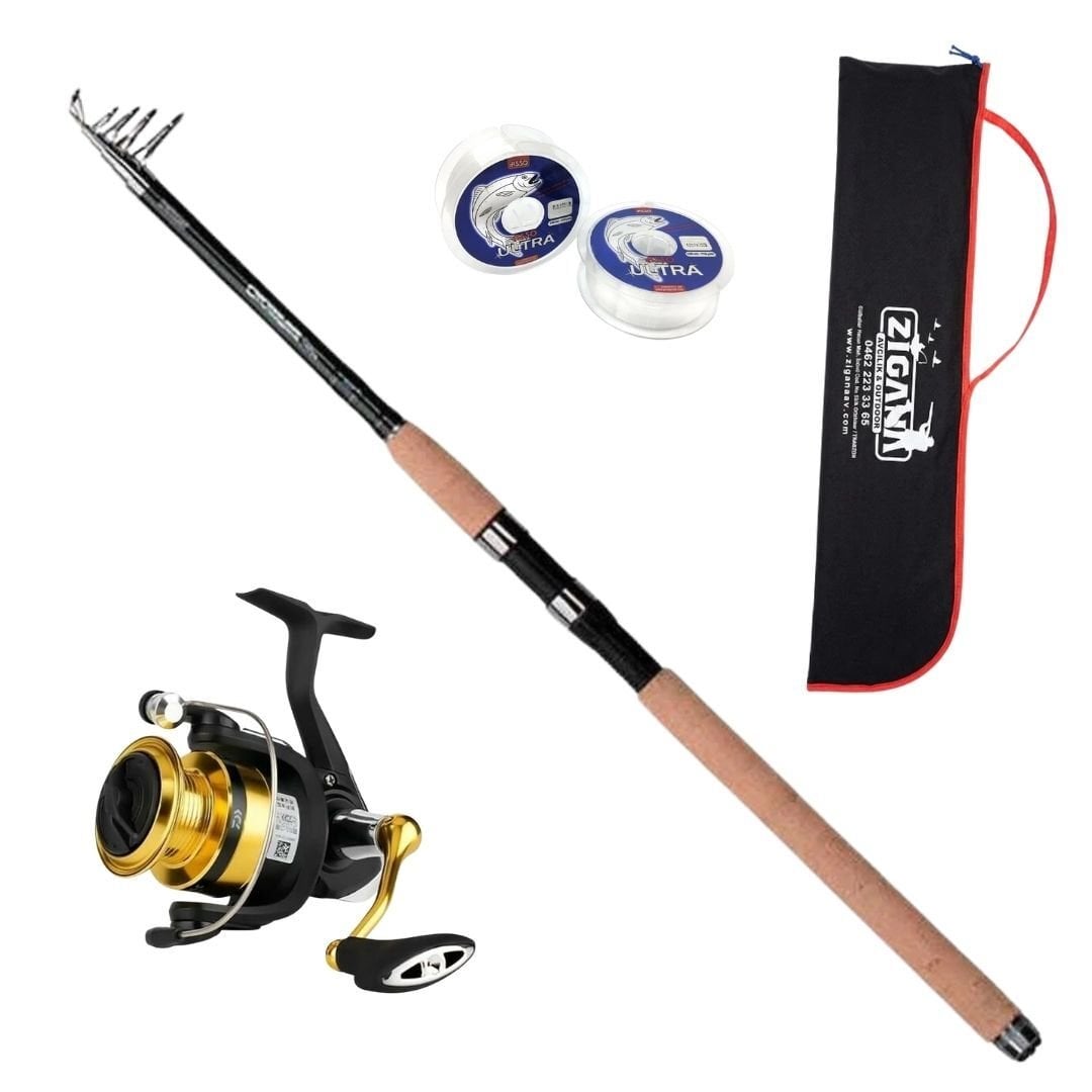 Daiwa Crossfire 3.60m Teleskopik Olta + Daiwa RS 4000 Makine + Asso Misina Sarılı Set + Taşıma Çantası Hediyeli