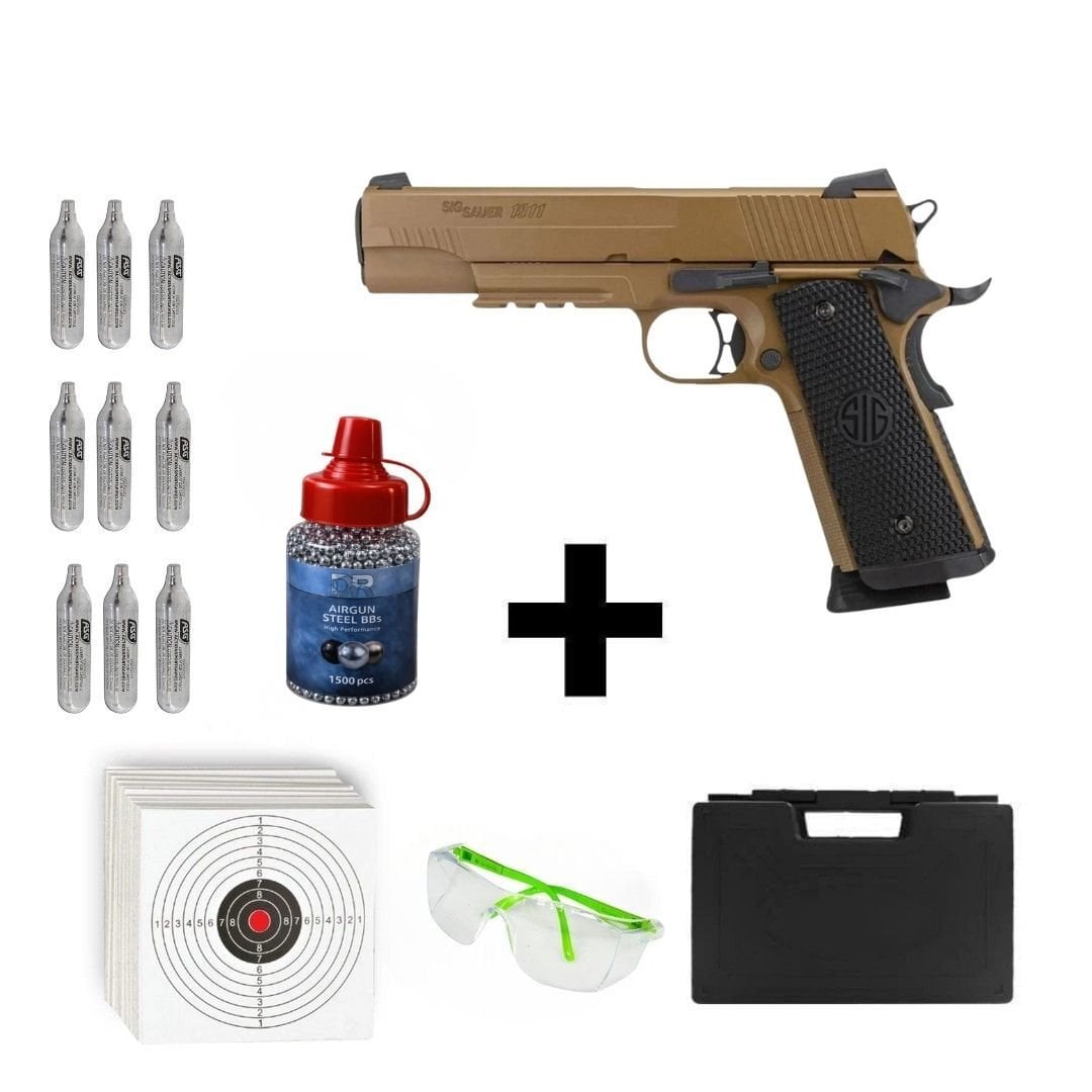 Sig Sauer 1911 Emperor + Co2 Gas + 1500 Adet Çelik Bilye + Taşıma Çantası + Atış Gözlüğü
