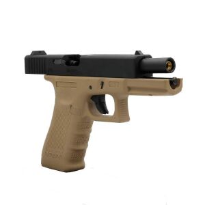 We Glock 17 Gen4 Tan + Co2 Gas + 1500 Adet Çelik Bilye + Taşıma Çantası + Atış Gözlüğü