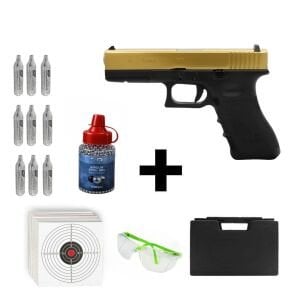 We Glock 17 Gen3 Titanyum + Co2 Gas + 1500 Adet Çelik Bilye + Taşıma Çantası + Atış Gözlüğü