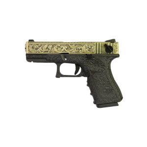 We Glock 23 Ivory Gravürlü + Green Gas + 1 Kg BB + Taşıma Çantası + Hedef Kağıdı + Atış Gözlüğü