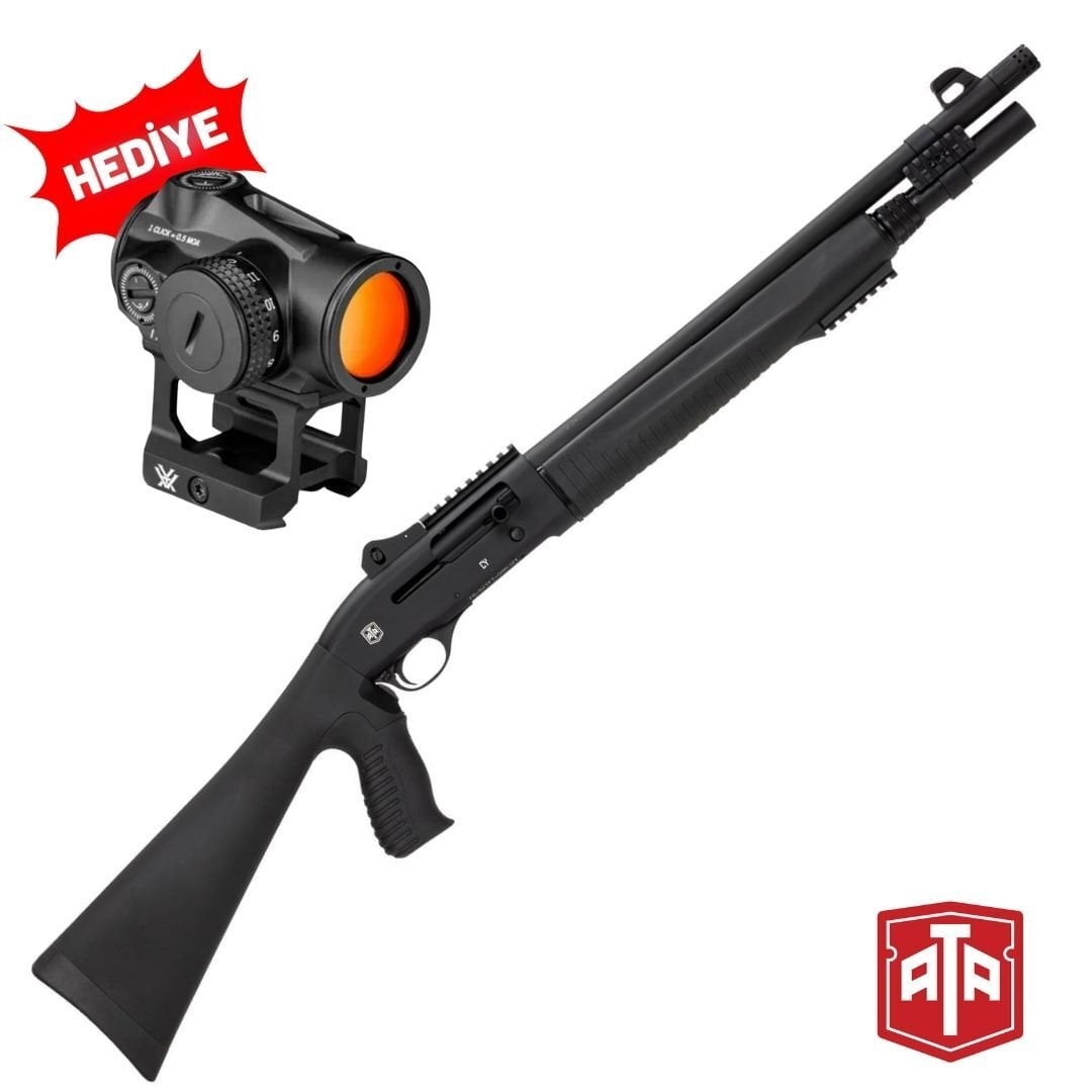 Ata CY Taktik Siyah 12 Kalibre Yarı Otomatik Av Tüfeği Red Dot Hediyeli