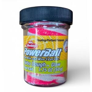 Berkley PowerBait Turbo Dough Glow Hamur -  Glow/Fl Red/White