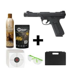 Action Army AAP01 Assasin + Green Gas + 1 Kg BB + Taşıma Çantası + Hedef Kağıdı + Atış Gözlüğü