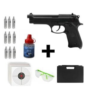 We Beretta M92 + Co2 Gas + 1500 Adet Çelik Bilye + Taşıma Çantası + Atış Gözlüğü